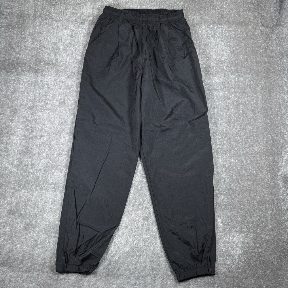 Vintage 90s Nike Windbreaker Pants Men's Large Black Ankle Zips Tapered Leg
